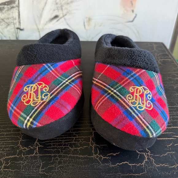 Ralph Lauren Dark Gray Plush Slippers - Picture 2 of 7